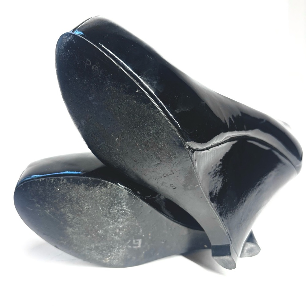 pour la victoire sleek platform shoes black patent wedge heels 7 whimsygoth punk - Picture 11 of 11